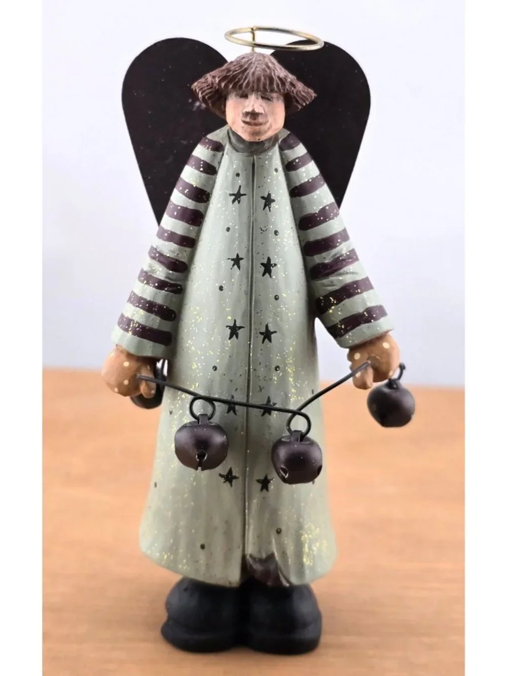 Williraye Studio Angel Figurine WW2358 With Bells - Hand-Painted Folk Art